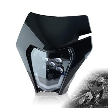 Imagem de MCHMFG Kit de farol de bicicleta suja para motocicleta, kit de faróis de LED, kit universal para a maioria dos poços de sujeira e enduro para motocicleta, farol frontal para quadriciclo (preto)