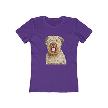 Imagem de Bouvier des Flandres - Camiseta feminina de algodão torcido por Doggylips™, Roxo liso, P