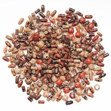 Imagem de 500 peças de contas espaçadoras de madeira de tambor pintadas mistas, contas de madeira BetterJonny Barrel contas de madeira soltas a granel para cabelo, faça você mesmo pulseira colar joias projeto