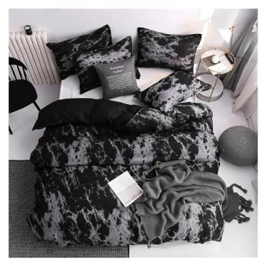 Imagem de Jogo de cama de luxo preto Queen King conjunto de capa de edredom de poliéster tamanho casal com fronha (3 solteiros)