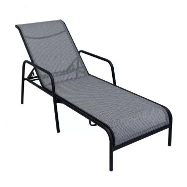 Imagem de Espreguiçadeira Modelo Sling Em Tela E Alumínio Preta/cinza