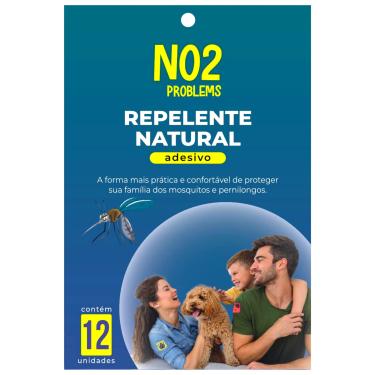 Imagem de Repelente de Insetos Adesivo NO2PROBLEMS 12 Adesivos com Óleo Essencial de Citronela Natural 8 Horas de Proteção Ideal contra Mosquitos e Pernilongos