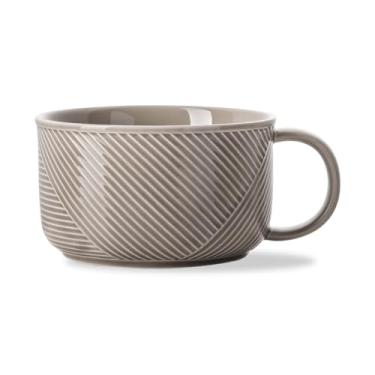 Imagem de Adewnest Tigela de sopa com alça: Caneca de sopa de 1,077 g com alça - Tigela de cerâmica grande segura para micro-ondas com alça - copo de sopa grande e largo - cinza, 15 cm, grande