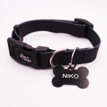 Imagem de Coleira Ajustável Cachorro Yoo Pets e Plaquinha de Identificação Nome e Telefone PETS M (36 cm a 53 cm)