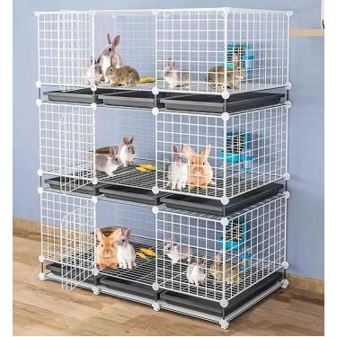 Imagem de Gaiolas para coelhos internas grandes baratas, gaiola para coelhos interna e externa, cercadinho para pequenos animais com bandeja para coelhos furões galo porquinho-da-índia, branco, 111 *