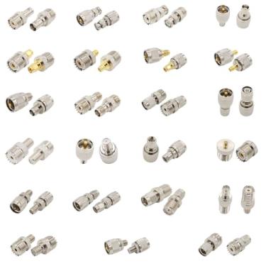 Imagem de exgoofit Conjunto de adaptadores coaxial RF, 23 kits de adaptadores UHF, mini adaptador UHF, conector PL259 para SMA/BNC/MCX/FME/F/TNC para rádio amador, adaptador de antena de rádio CB