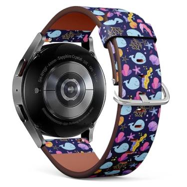 Imagem de MRAKPLGE Pulseira de relógio, estampa de baleia fofa, compatível com Samsung Galaxy Watch 6/6 Classic, Galaxy Watch 5/5 PRO, Galaxy Watch 4 Classic, pulseira de couro vegano de substituição