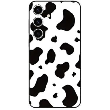 Imagem de Berkin Arts Compatível com Samsung Galaxy S23, capa de silicone flexível, estampa de vaca preta, abstrata, couro, semelhante a uma pele adorável e minimalista