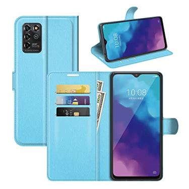 Imagem de Capa para ZTE Blade V30 Vita, capa ZTE V2022, couro PU com suporte para cartão de crédito, carteira fina com suporte, capa protetora para ZTE Blade V30 Vita/ZTE V2022 (azul)