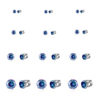 Imagem de Spiritlele 12 pares pequenos de zircônia cúbica grande brincos magnéticos clipe sem piercing brincos conjunto unissex 4 mm - 7 mm, Aço inoxidável, Cristal