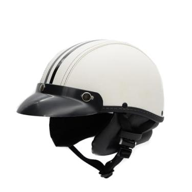 Imagem de Capacete Custom Coquinho Scooter Elétrica Skate Ciclismo Revestido Couro Premium Branco (G - VESTE 59/60)