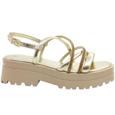 Imagem de Sandália Tratorada Feminina Bico Quadrado com Strass Ramarim 2438203