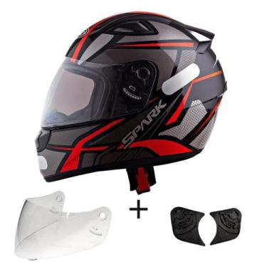 Imagem de Capacete Masculino Ebf Spider Vermelho Mais Viseira Cristal e Reparo, 