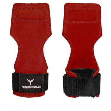 Imagem de YAGHZU Punhos para levantamento de peso com alças de pulso para levantamento de peso alças antiderrapantes para levantamento de peso alças acolchoadas para levantamento de peso luvas de levantamento de peso com tiras de couro para academia para mulheres e homens