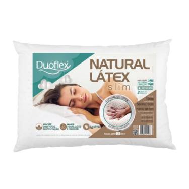 Imagem de Travesseiro Duoflex Natural Látex Slim 10 cm, Branco, para fronha 50 x