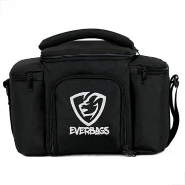 Imagem de Bolsa Térmica Fitness Top Preto Branco Porta Marmita Treino Dieta Multiuso