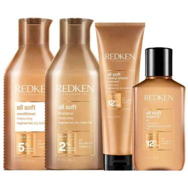 Imagem de Redken All Soft Kit  Shampoo + Condicionador + Máscara + Óleo, Kit