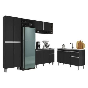 Imagem de Cozinha Vanessa e Balcão de Pia Tatiane 120 cm Preto Fosco - AJL - AJL