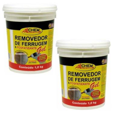 Imagem de Kit 2 Removedor De Ferrugem Em Gel Não Escorre 1 Kg Allchem
