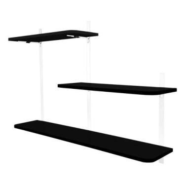 Imagem de Nicho Prateleira Parede Leeds Decoração - Loja da Isa, Branco/Preto