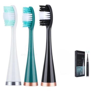 Imagem de 3 Refil Cabeça De Escova De Dente Elétrica Teeth Cleaner, Preto