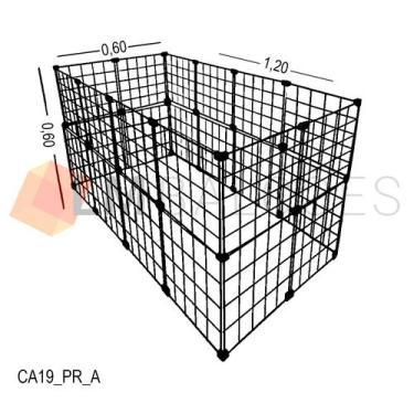 Imagem de Cercadinho Aramado Preto Para Pet - 1,20 X 0,60 X 0,60m - LM Balcoes