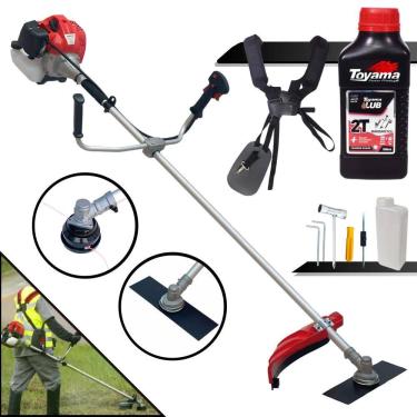 Imagem de Cortador de Grama À Gasolina CG520-P TB 52cc 2,2HP de Potência 10.000rpm Roçadeira Profissional Com Faca 2 Pontas e Carretel de Nylon + ÓLEO TOYAMA 2T