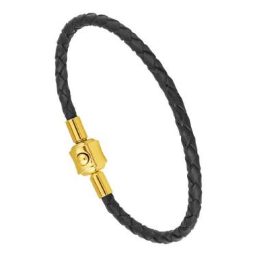 Imagem de Pulseira Squad Aço Ipg e Couro 16cm - Convex