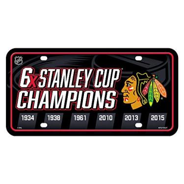 Imagem de Rico Industries NHL Chicago Blackhawks Champ Metal Auto Tag 21,5 cm x 28 cm - Ótimo para caminhão/carro/SUV