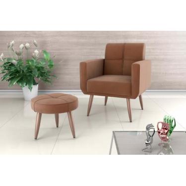 Imagem de Kit Poltrona +Puff Havana Veludo Ferrugem E435 - Matrix - LM DECOR