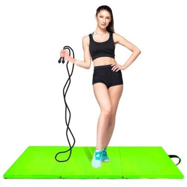 Imagem de Colchonete Dobrável D50 Maleta + Corda de Pular Musculação Fitness Tre