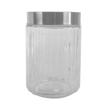 Imagem de Pote de Vidro Com tampa de Aço inox com visor Acrílico 1,2L - Lyor