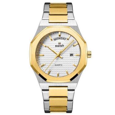 Imagem de Relógio SWISH Masculino Ouro Quadrado à Prova D' água - ElaShopp