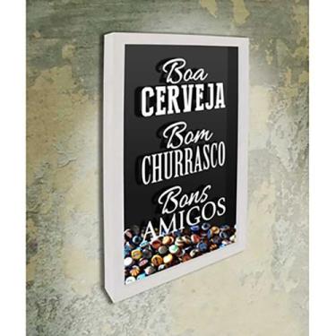 Imagem de Quadro Porta Tampinhas  Boa Cerveja  Bom churrasco - Quadro Novo, 26x3