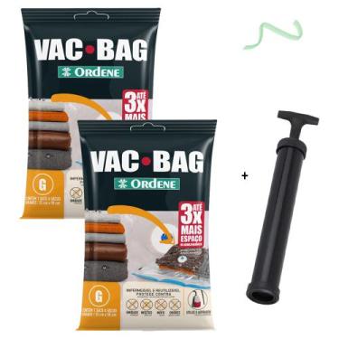 Imagem de Kit 2 Saco A Vacuo Grande 55x90cm Vac Bag Mala+ Bomba Ordene