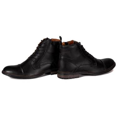 Imagem de Bota Coturno Masculino em Couro Conforto Zafrem Preto - Polo Urban, 41