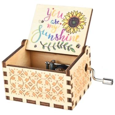 Imagem de You are My Sunshine Caixas de música de madeira, gravação a laser, vintage, luz do sol, manivela, caixa musical, presentes para aniversário/Natal/Dia dos Namorados/Dia das Mães/Aniversário (You are my