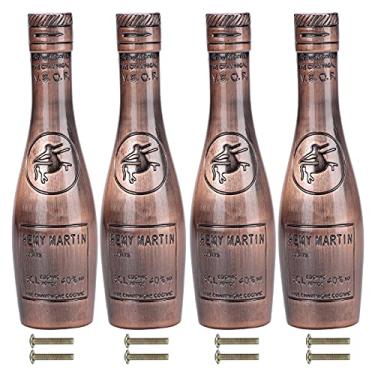 Imagem de Maçaneta de porta, puxadores de armário, puxadores de armário vintage, puxador de puxar, conjunto de 4 puxadores de porta retrô de liga de zinco em forma de garrafa de vinho para armário (vermelho)