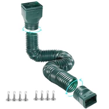 Imagem de Gutterlix 1 pacote de extensões flexíveis de calha extensíveis de 53 a 170 cm, extensor de calha vem com adaptadores, extensão de drenagem de bico espesso para drenagem de água da chuva (verde)