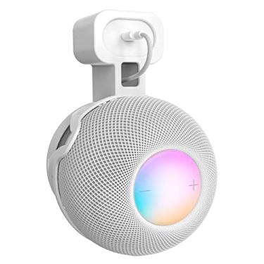 Imagem de HeyMoonTong Suporte de tomada de parede para Apple HomePod Mini, um acessório que economiza espaço para alto-falantes HomePod Mini Smart Home com gerenciamento de cabos, fios desarrumados (branco)