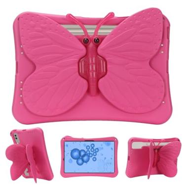 Imagem de Allytechgroup Capa infantil para Samsung Galaxy Tab S10+/S9 FE+/S9+/S8+/S7+/S7+/S7 FE 12,4 polegadas com suporte borboleta à prova de choque, rosa