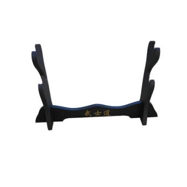 Imagem de Espada artesanal – madeira lacada preta, suporte de mesa de luxo para Katana ou Wakizashi Swords, 2 Tier Table