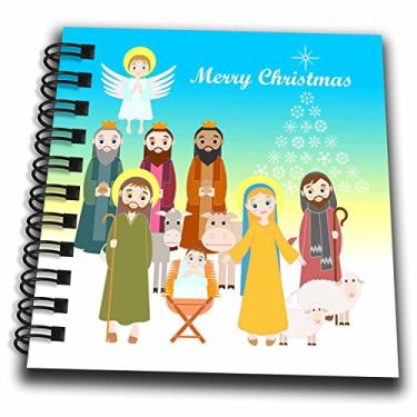 Imagem de 3dRose db_156618_3 Mini bloco de notas de presépio moderno e saudações de feliz Natal, 10 x 10 cm