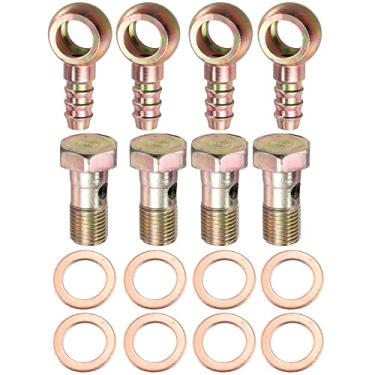Imagem de X AUTOHAUX Conjunto de 4 acessórios de parafuso de farpa de mangueira banjo de 12 mm adaptador de metal com espaçadores de 12 mm para carro