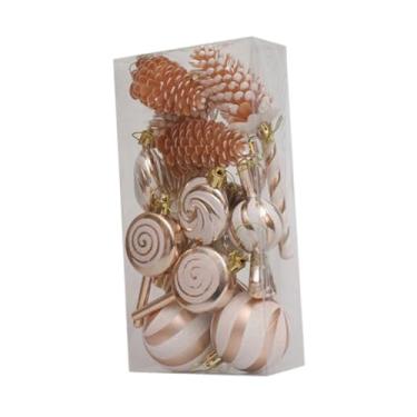 Imagem de Almencla 15 peças de decorações de Natal penduradas pingentes de charme criativos reutilizáveis bolas de natal decorativas enfeites para festa de aniversário, Laranja Claro