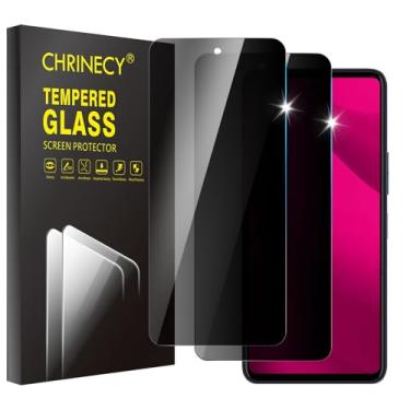 Imagem de CHRINECY Pacote com 2 protetores de tela de privacidade para T-Mobile Revvl 7 Pro 5G, dureza 9H, antiarranhões, clareza HD premium, compatível com capas, fácil instalação