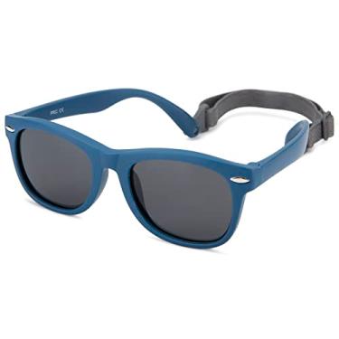 Imagem de Hycredi Óculos de sol flexíveis polarizados para bebês com alça para recém-nascidos meninos meninas de 0 a 24 meses, 100% de proteção UV, B8 - Azul fosco/cinza