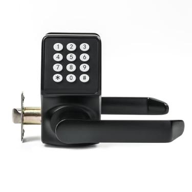 Imagem de Fechadura de porta de teclado com alça, fechadura inteligente com teclados, fechaduras para porta da frente, maçaneta eletrônica com/cartão IC/senha/chave, fechadura digital com teclado para