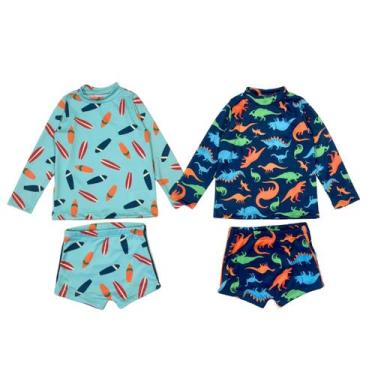 Imagem de Kit 2 Conjuntos Praia Menino Blusa + Sunga Proteção Solar Uv - Jagar, 