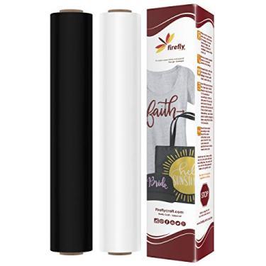 Imagem de Vinil de transferência de calor branco e preto Firefly Craft | Vinil HTV branco e preto | Vinil de ferro para Cricut e Silhueta | 2 rolos – 5 pés por 12,25 polegadas cada | Vinil de prensa de calor para camisas